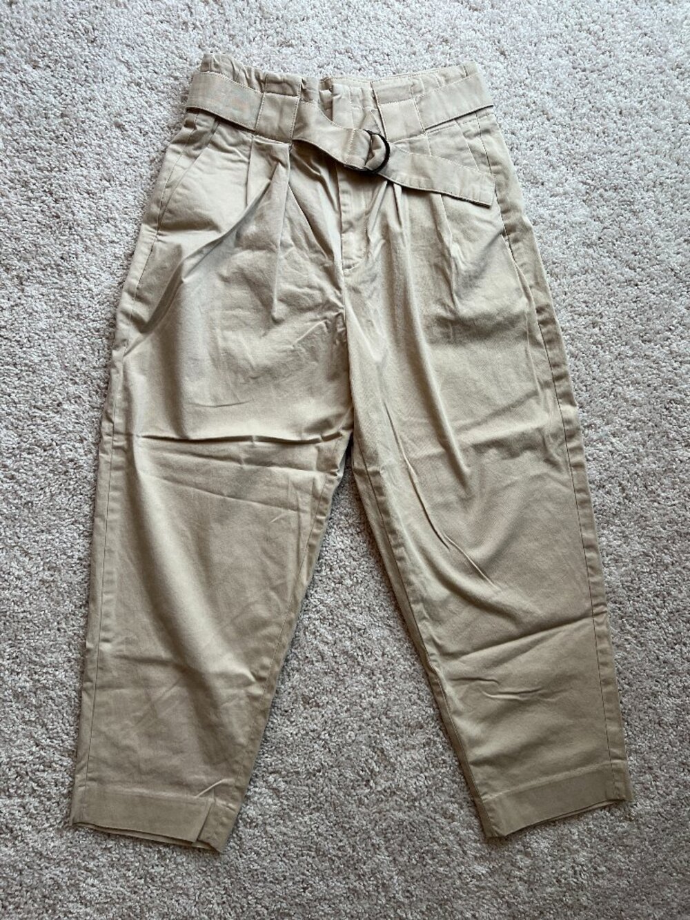 Banana Republic High Rise Tapered Cropped Belted Pants Tan Size 8